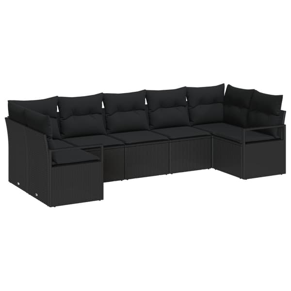 Soffset med kudde 7 pcs Svart konstrotting