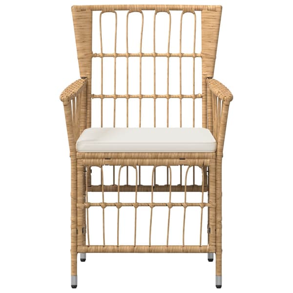 Trädgårdsstolar 2 st Naturlig PE rattan, Stål och Polyester Tyg