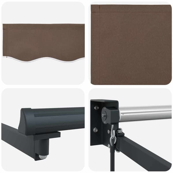 Manuell utdragbar markis med LED-lampor Taupe