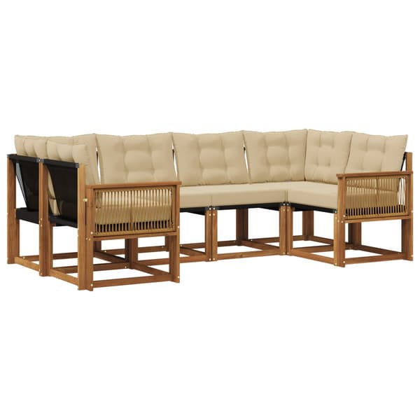 Utomhussoffset med kudde 6 pcs Naturlig och Beige