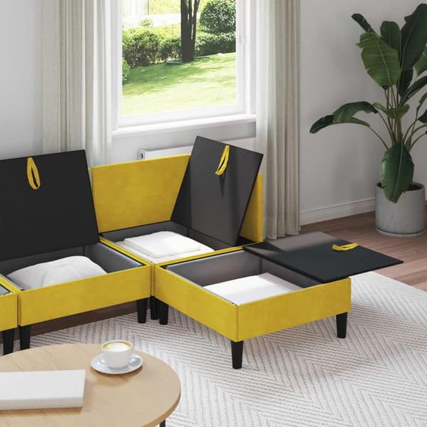 Möbelset för vardagsrummet med kudde 4 pcs Gul Sammet