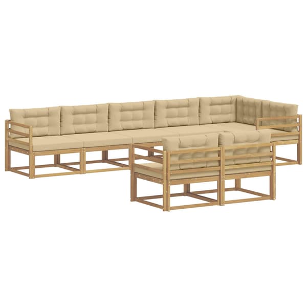 Utomhussoffset med kudde 6 pcs Vit och Beige Polyester
