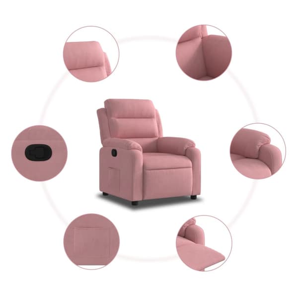 Reclinerfåtölj rosa sammet