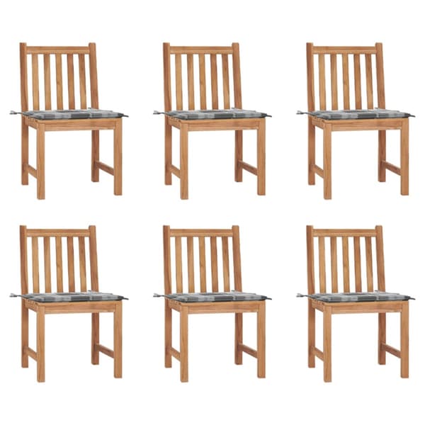 Trädgårdsstolar 6 st med dynor massiv teak