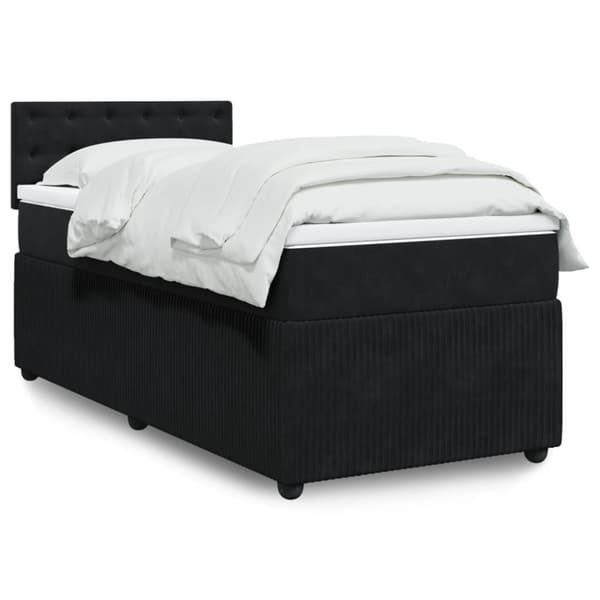 Ramsäng med madrass svart 100x200 cm sammet