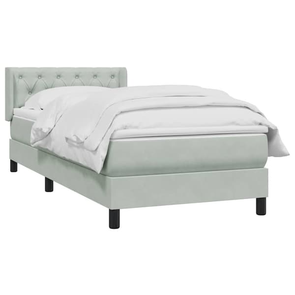Ramsäng med madrass ljusgrå 80x220 cm sammet