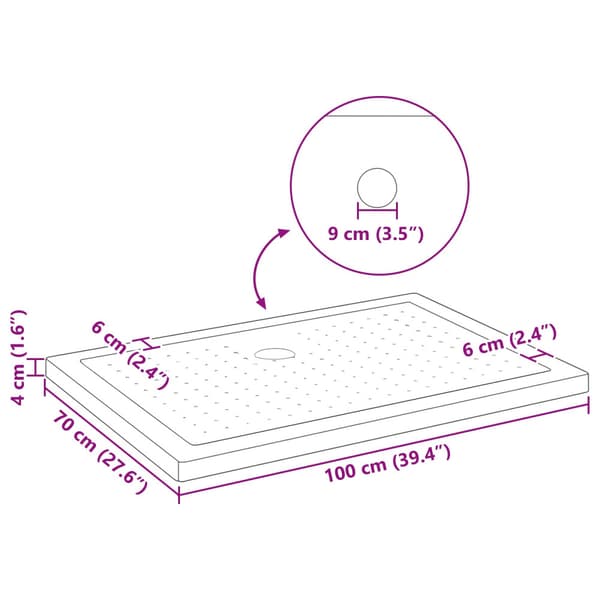 Duschbas Tray med Prickar 100 x 70 x 4 cm ABS Svart