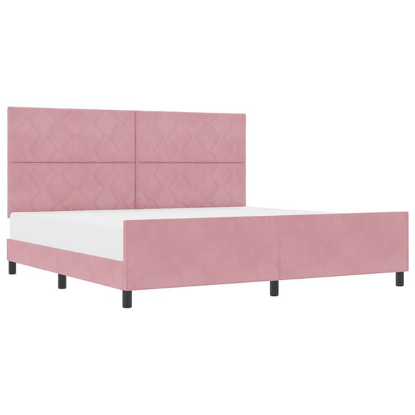Bäddfjäder med huvudgavel Rosa 200 x 200 cm Sammet