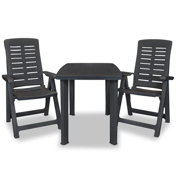 Caféset 3 delar plast antracit