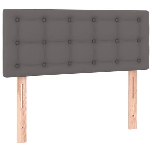 Ramsäng med madrass grå 90x190 cm konstläder