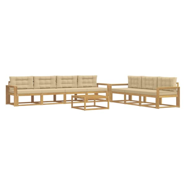 Utomhussoffset med kudde 7 pcs Vit och Beige