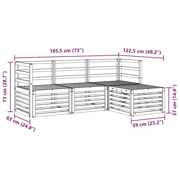 Utomhussoffset 4 pcs Vit Massivt Akaciaträ