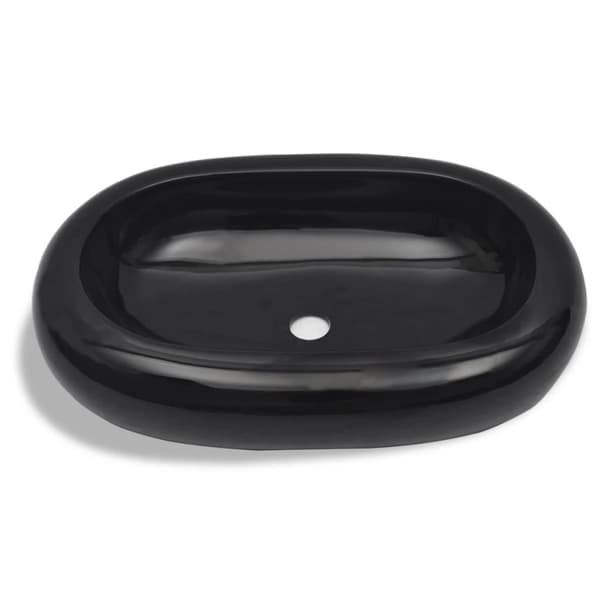 Handfat svart keramisk oval