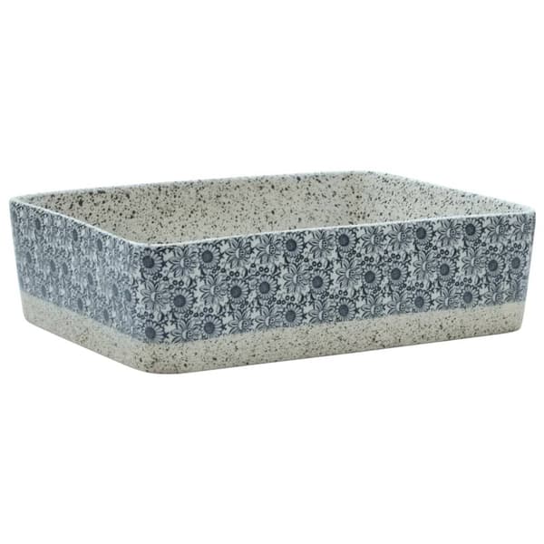 Handfat grå och blå rektangulär 46x35,5x13 cm keramik