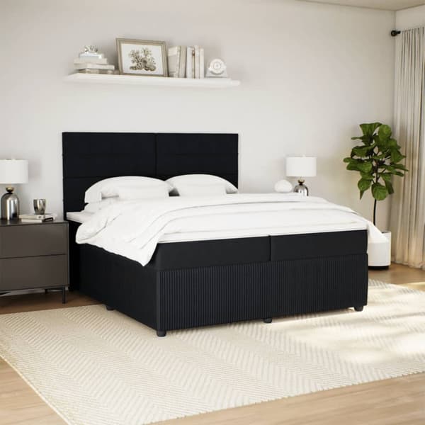 Ramsäng med madrass svart 200x200 cm sammet