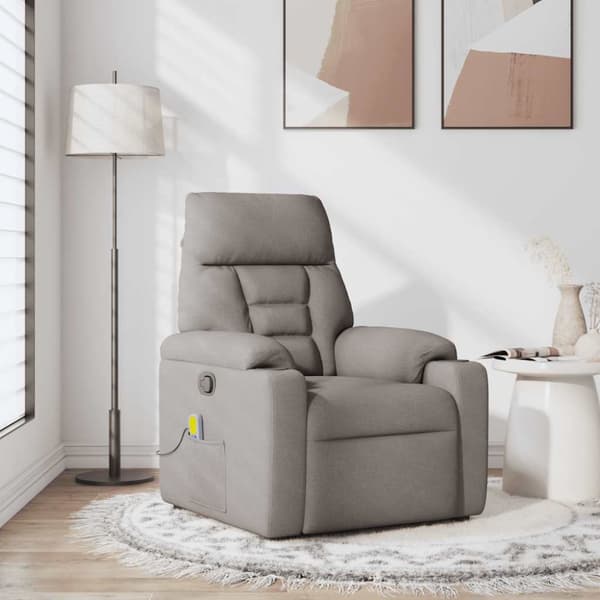 Massagefåtölj taupe tyg