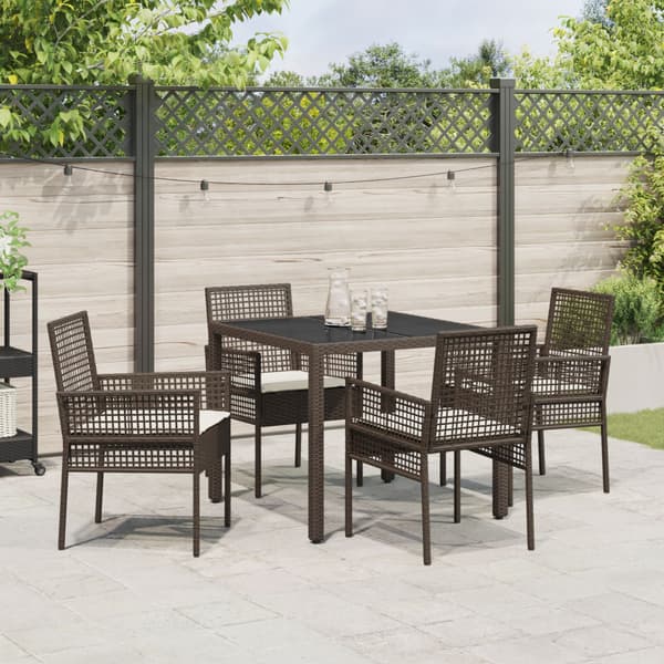 Trädgårdsmöbelset 5 pcs Brun konstrotting