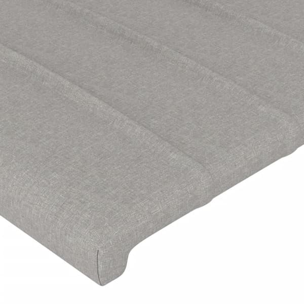 Sänggavel LED ljusgrå 200x5x118/128 cm tyg
