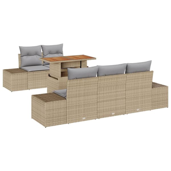 Trädgårdsoffset med lagring 6 pcs Beige Poly rattan