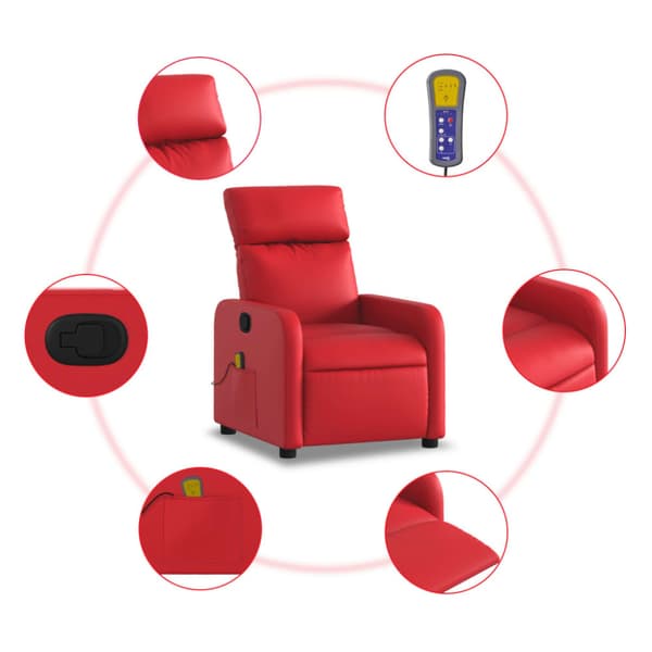 Massagefåtölj röd konstläder