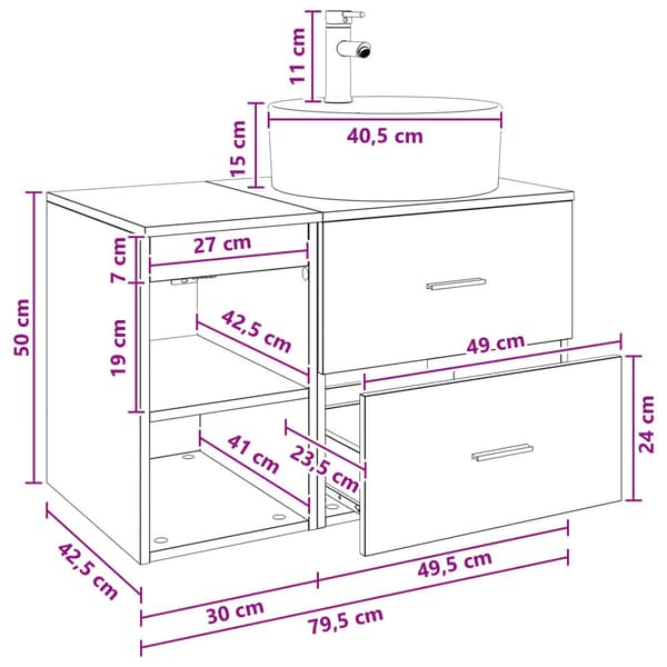 Badrumsmöbelset 2 pcs Grå Sonoma Konstruerat trä