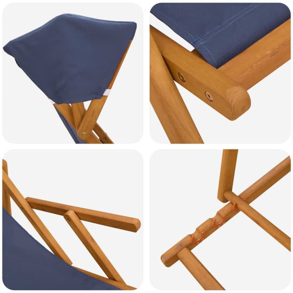 Deck Chair 2 st 3 Position Massiv Eukalyptus Trä Blå