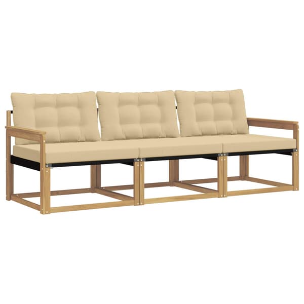 Utomhussoffset med kudde 3 pcs Vit och Beige