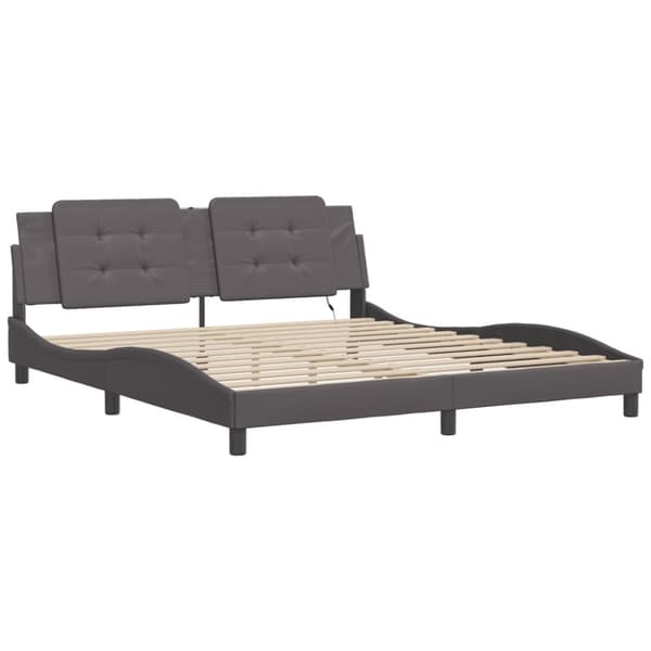 Bed Frame with LED without Mattress "Zadar" Grey 180x200 cm