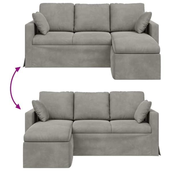 Soffa Ljusgrå 178 x 134 x 80 cm Sammet