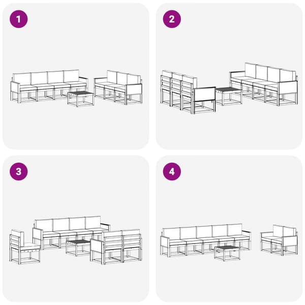 Utomhussoffset med kudde 7 pcs Naturlig och Grädde