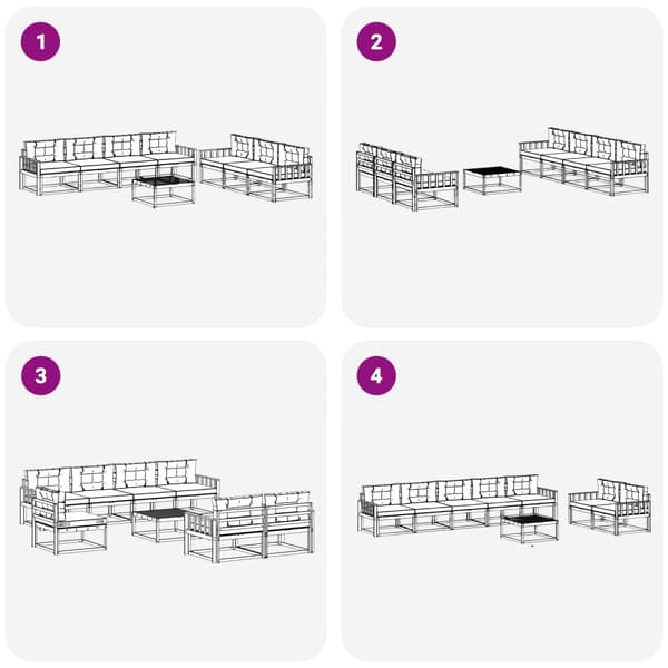 Utomhussoffset med kudde 7 pcs Vit och grädde
