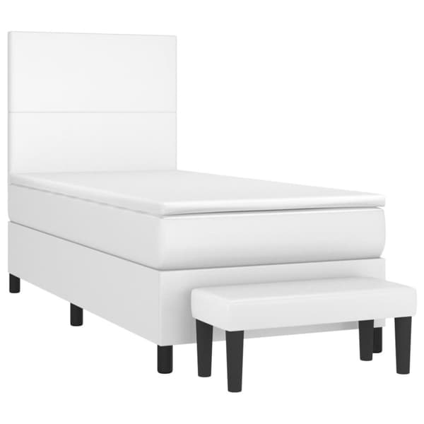 Ramsäng med madrass vit 90x190 cm konstläder