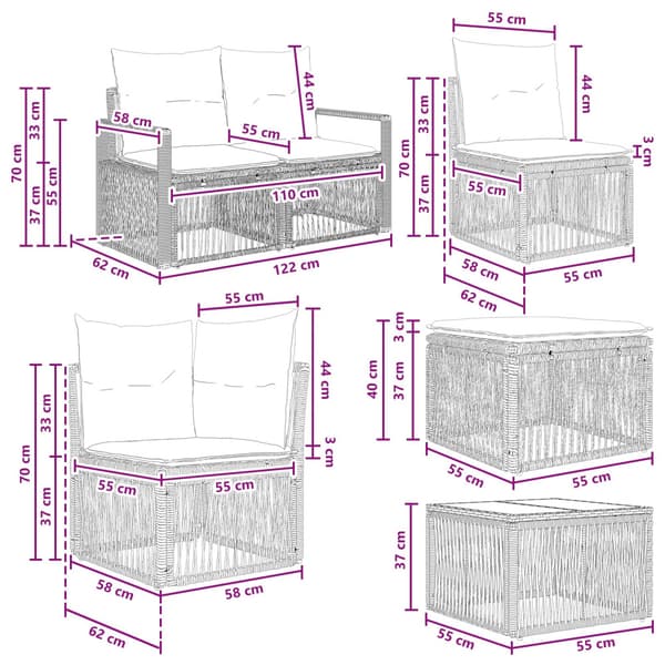 Trädgårdsoffset 13 pcs Beige konstrotting