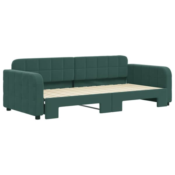 Dagbädd utdragbar mörkgrön 90x200 cm sammet