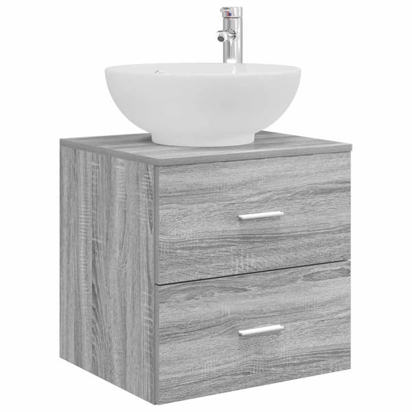 Badrumsmöbelset 4 pcs Grå Sonoma Konstruerat trä och glas