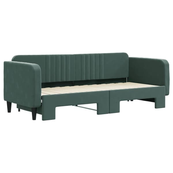 Dagbädd utdragbar mörkgrön 80x200 cm sammet