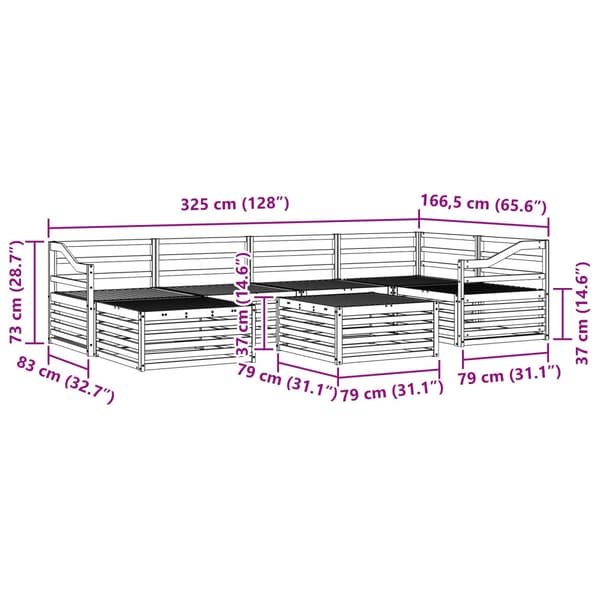 Utomhussoffset 7 pcs Naturfärg