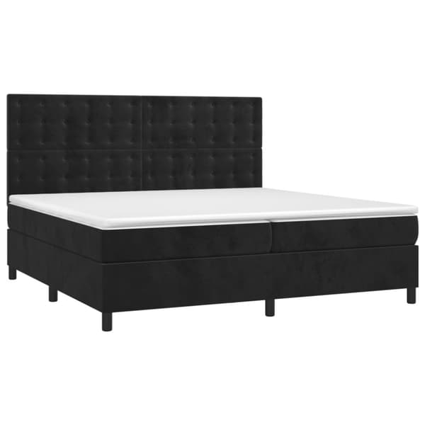 Ramsäng med madrass & LED svart 200x200 cm sammet