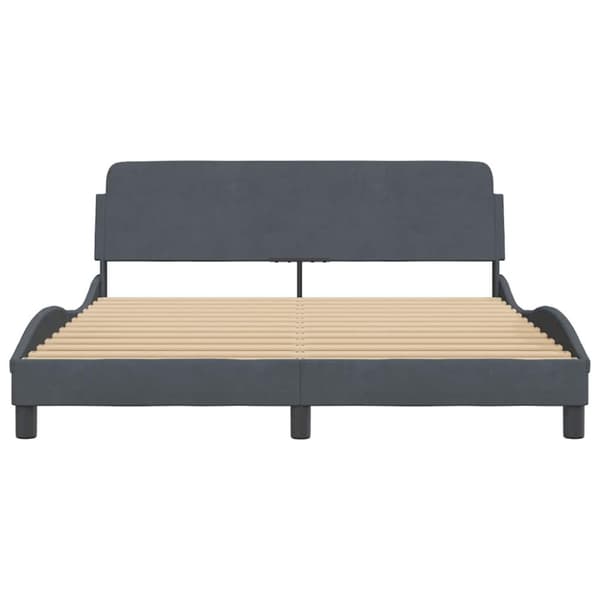 Bed Frame "Dover" Dark Grey 152x203 cm Velvet