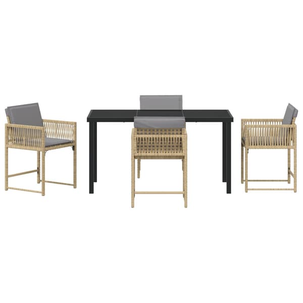 Trädgårdsmöbelset 5 pcs Beige konstrotting