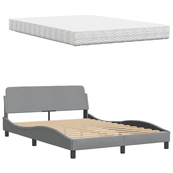 Bed with Mattress Light Grey 140x190 cm Fabric