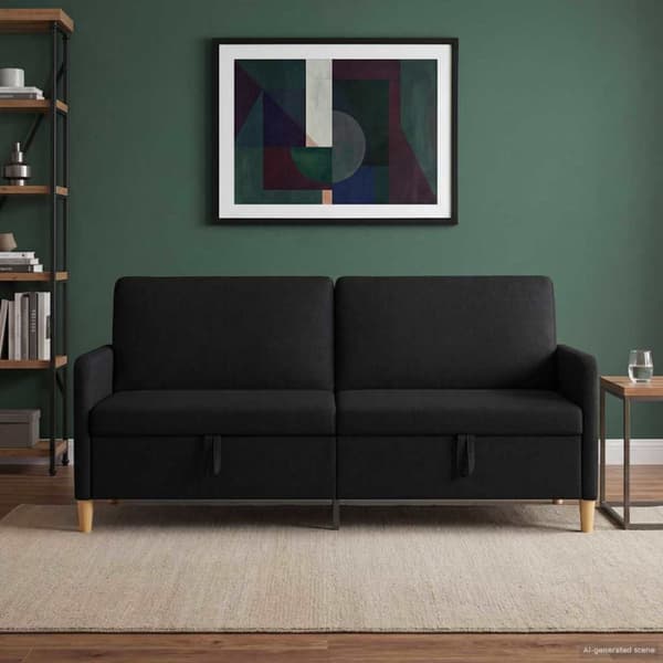 Soffa med förvaring Svart 192 x 78 x 87 cm Polyester