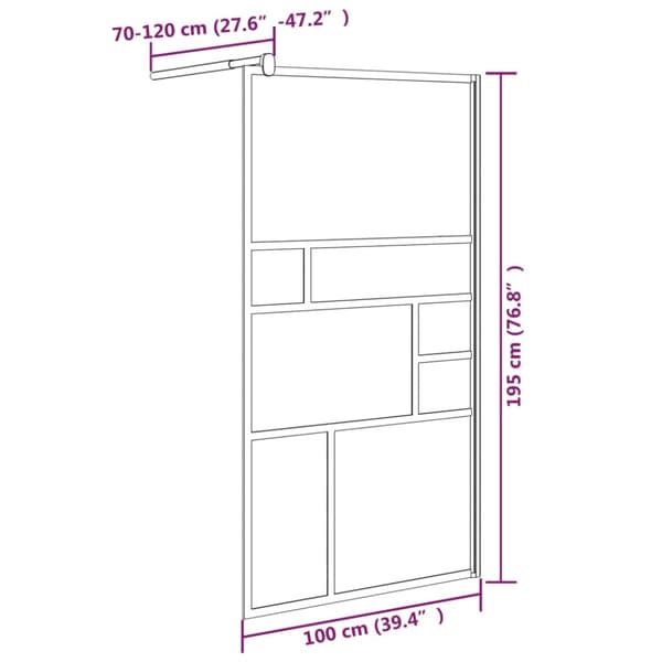 Duschvägg 100x195 cm ESG-glas vit