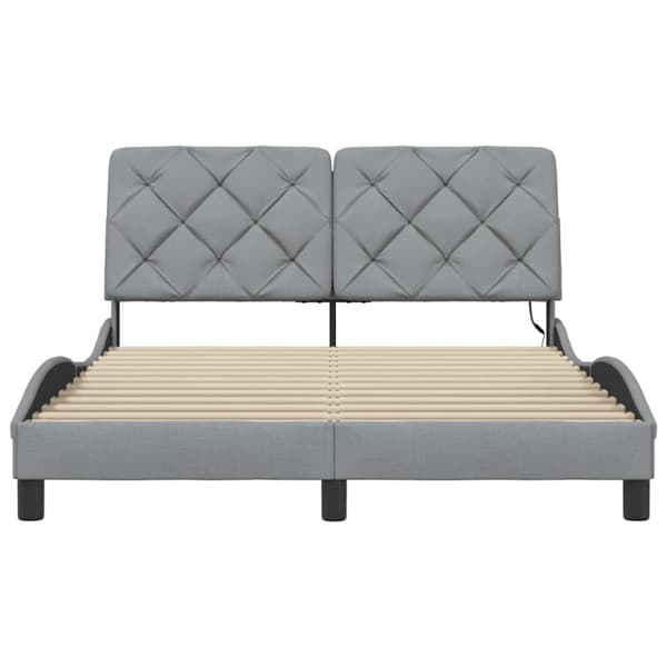 Bed Frame with LED without Mattress Light Grey 140x200 cm Fabric