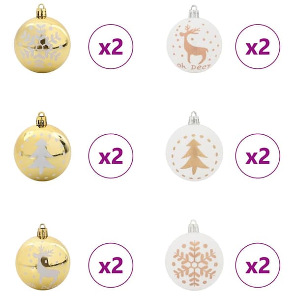 Julprydnad Set 40 pcs Vit och guld Plast
