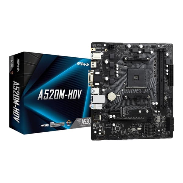 ASRock A520M-HDV - moderkort - micro ATX - Socket AM4 - AMD A520