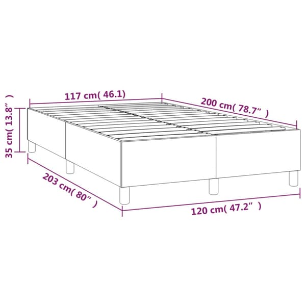 Boxspring-sängram gräddvit 120x200 cm tyg