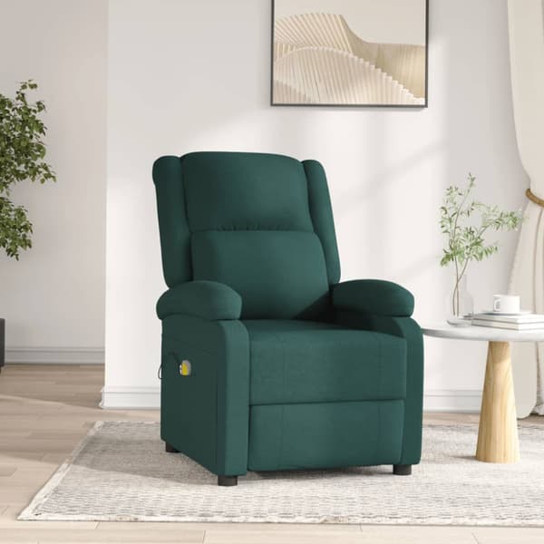 Massagefåtölj mörkgrön tyg