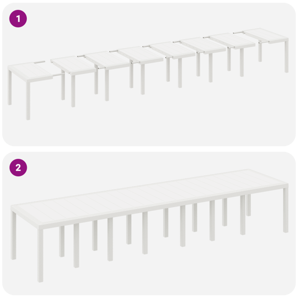 Trädgårdsbord Vit 400 x 100 x 73 cm konstrotting