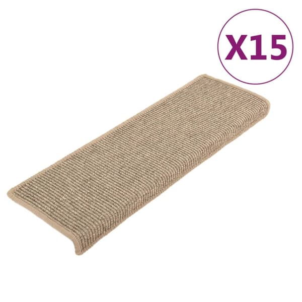 Trappmattor 15 st 65x21x4 cm mörkbeige rektangulär kant